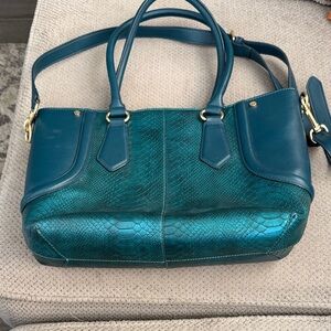ANTONIO MELANI Teal and Emerald Textured Satchel